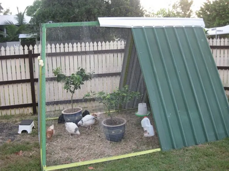 Up-cycled Swing Set Coop - A frame chicken coop plans